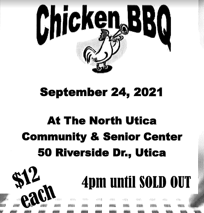 North Utica Community Center to Hold Chicken BBQ – September 24, 2021